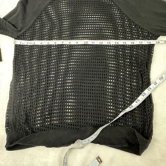 Express Women's Size M Long Sleeve Fish Net Top Black See Thru Mesh - Picture 7 of 8